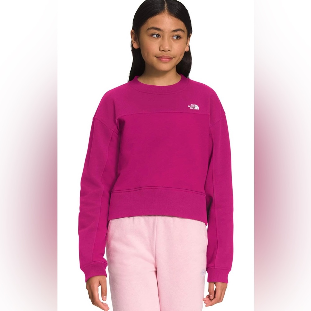 THE NORTH FACE Camp Fleece Crew - Girls. Size XL. Color: Fuschia Pink. New.